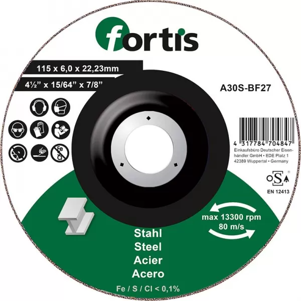 Kotouč brusný ocel 125 x 6,0mm FORTIS